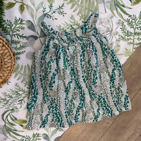 Rabbit Moon Toddler Girl Bohemian Floral Print Ruffle Sleeveless Blouse 4T - Picture 8 of 16